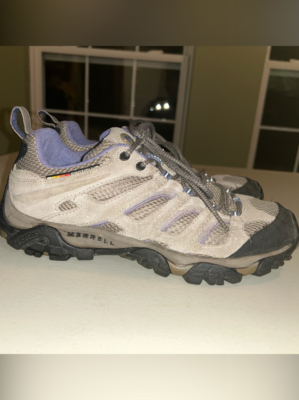 Merrell Women's Taupe Suede Trail Shoes with Purple Lining